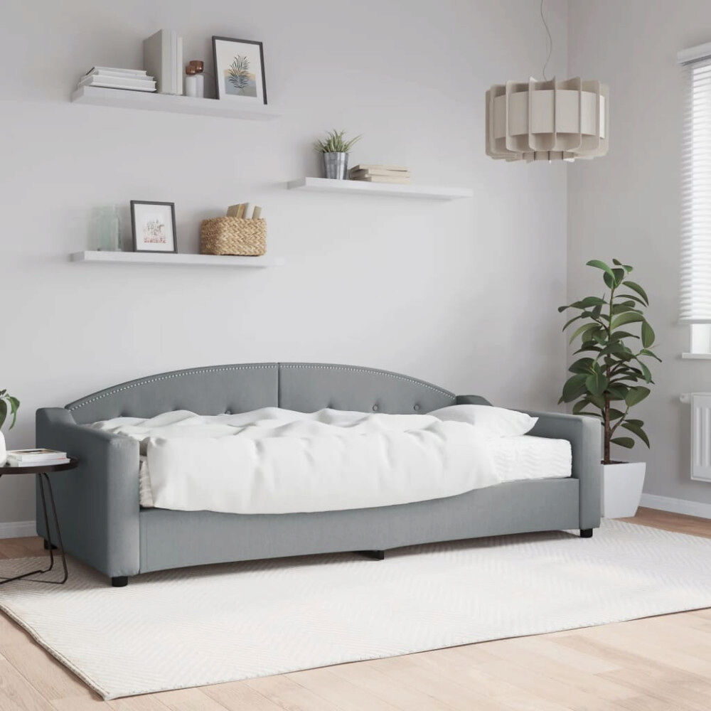 vidaXL Dagbädd med madrass ljusgrå 90x200 cm tyg