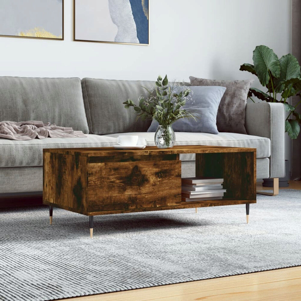 vidaXL Soffbord rökfärgad ek 90x50x36,5 cm konstruerat trä