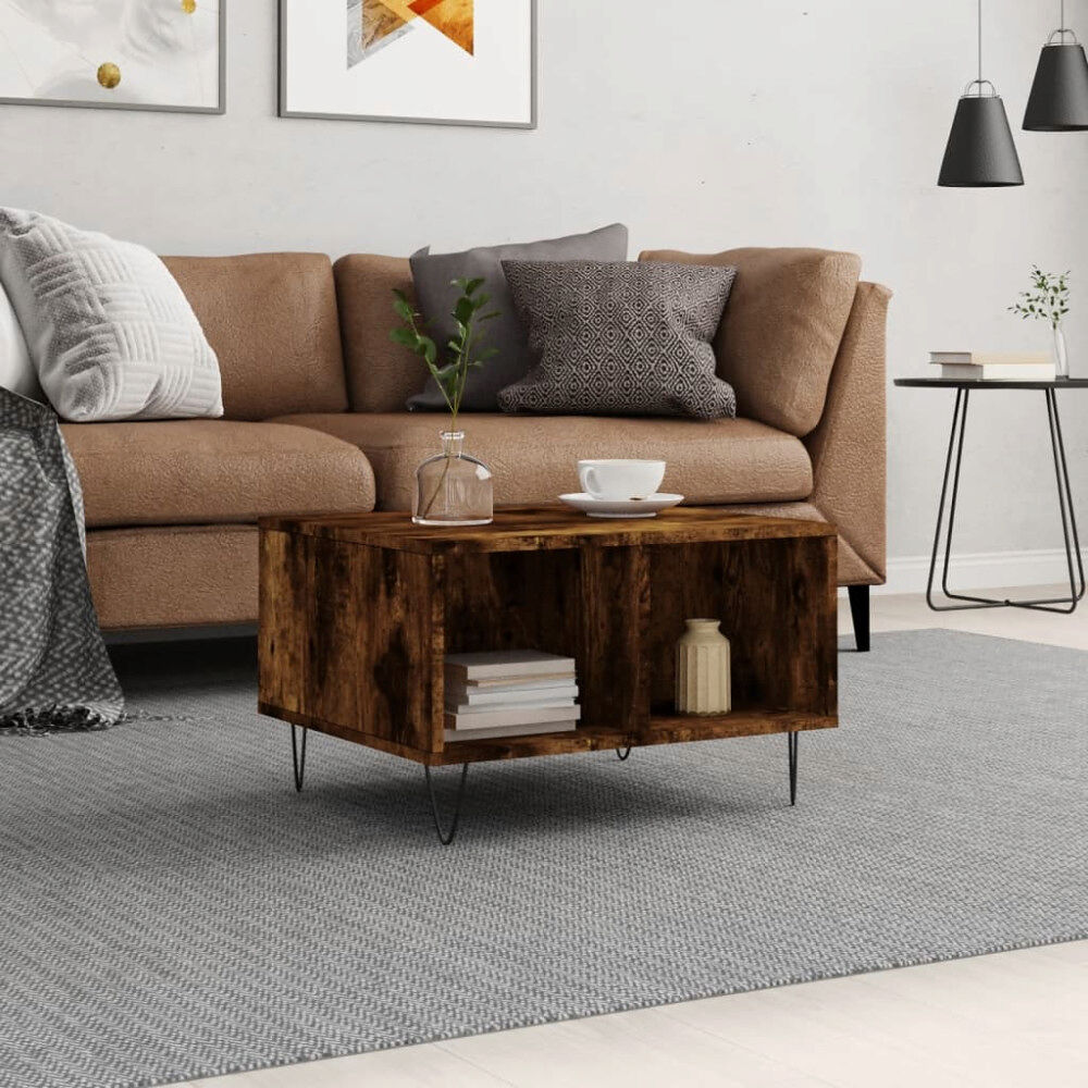 vidaXL Soffbord rökfärgad ek 60x50x36,5 cm konstruerat trä
