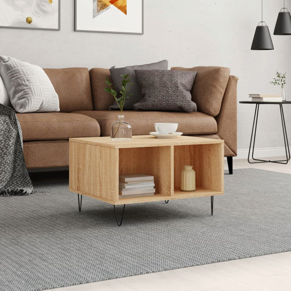 vidaXL Soffbord sonoma-ek 60x50x36,5 cm konstruerat trä