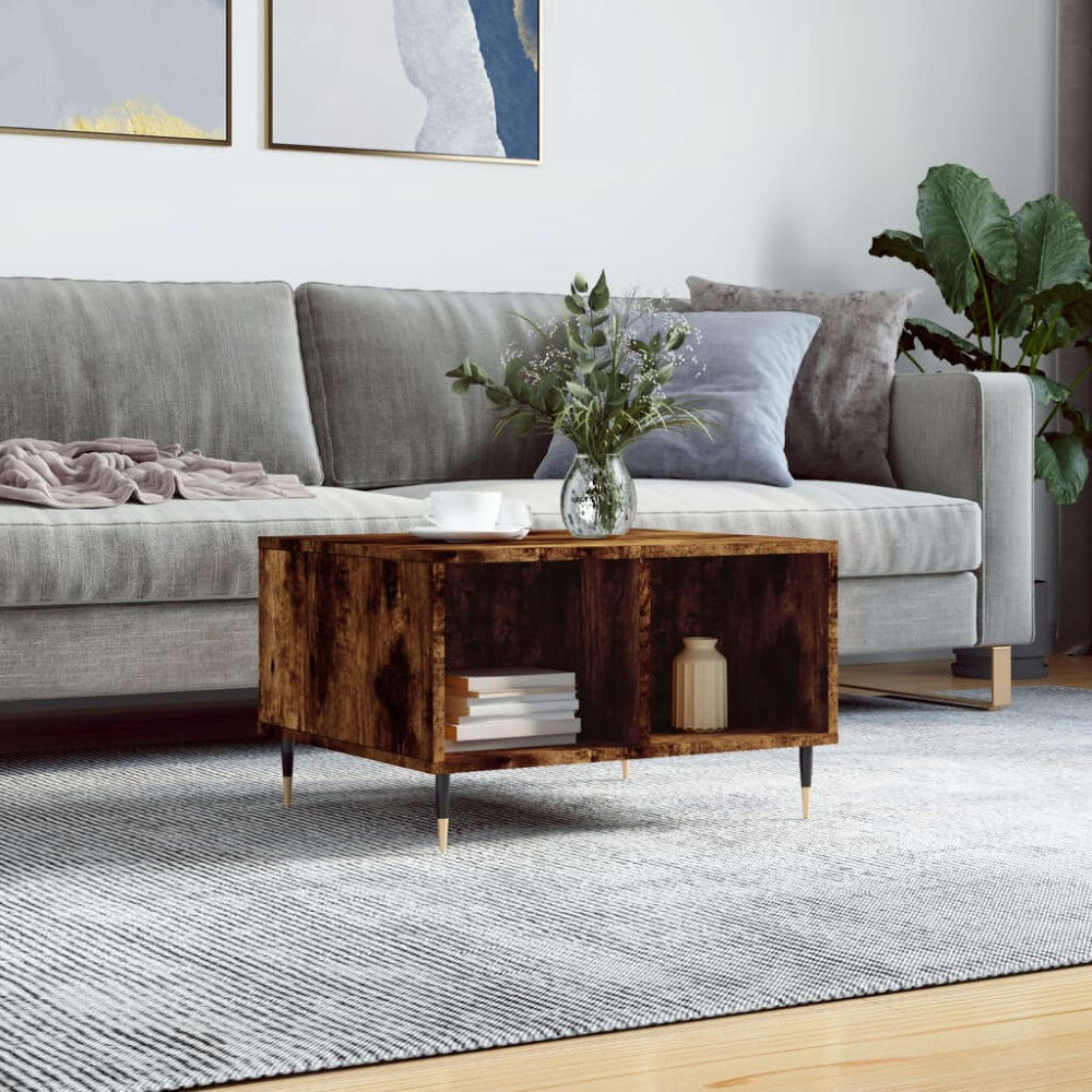 vidaXL Soffbord rökfärgad ek 60x50x36,5 cm konstruerat trä