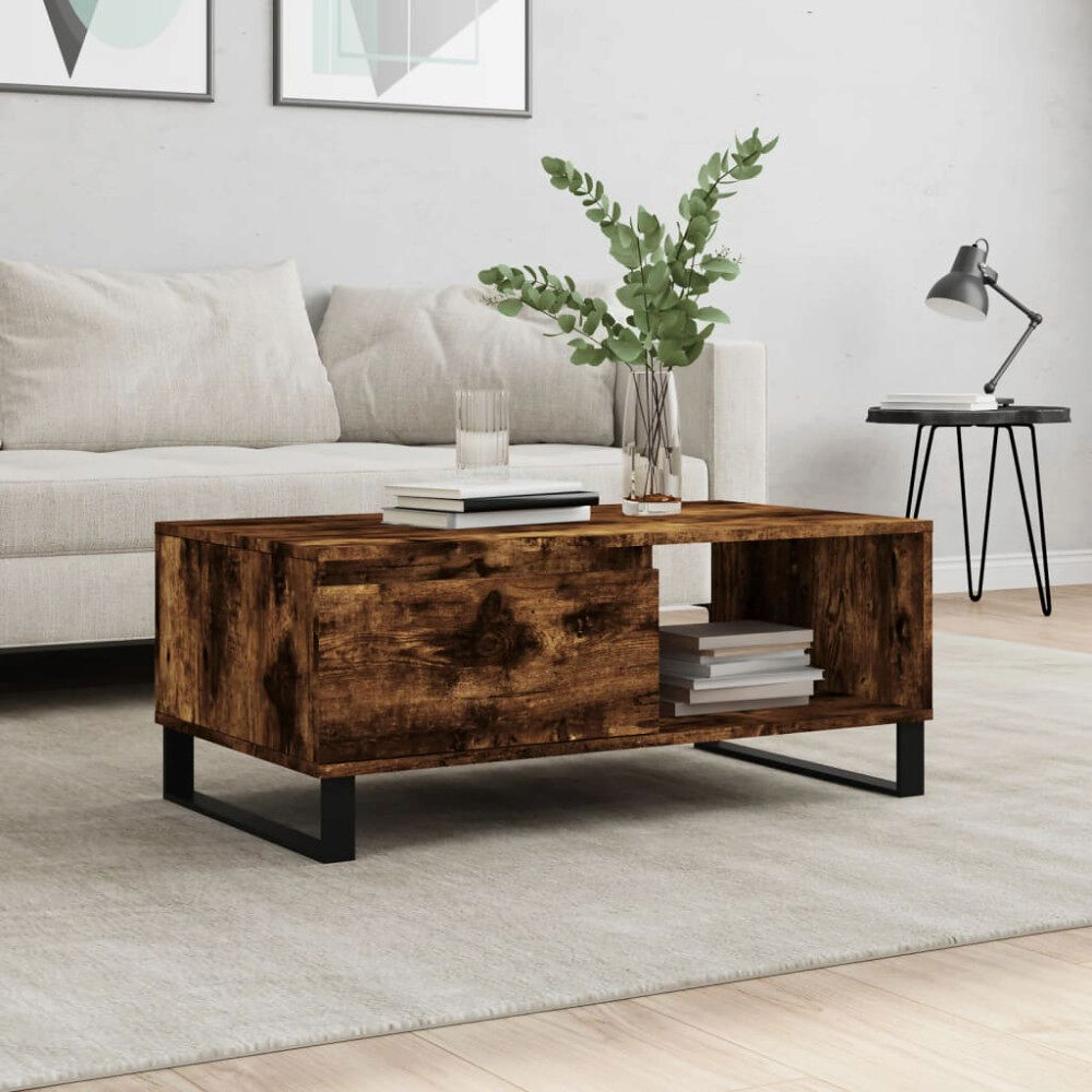 vidaXL Soffbord rökfärgad ek 90x50x36,5 cm konstruerat trä