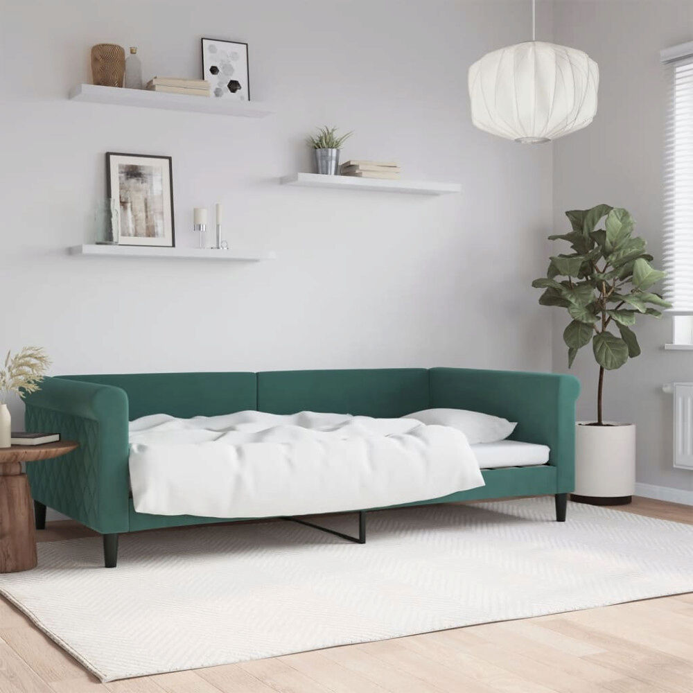 vidaXL Dagbädd mörkgrön 100x200 cm sammet