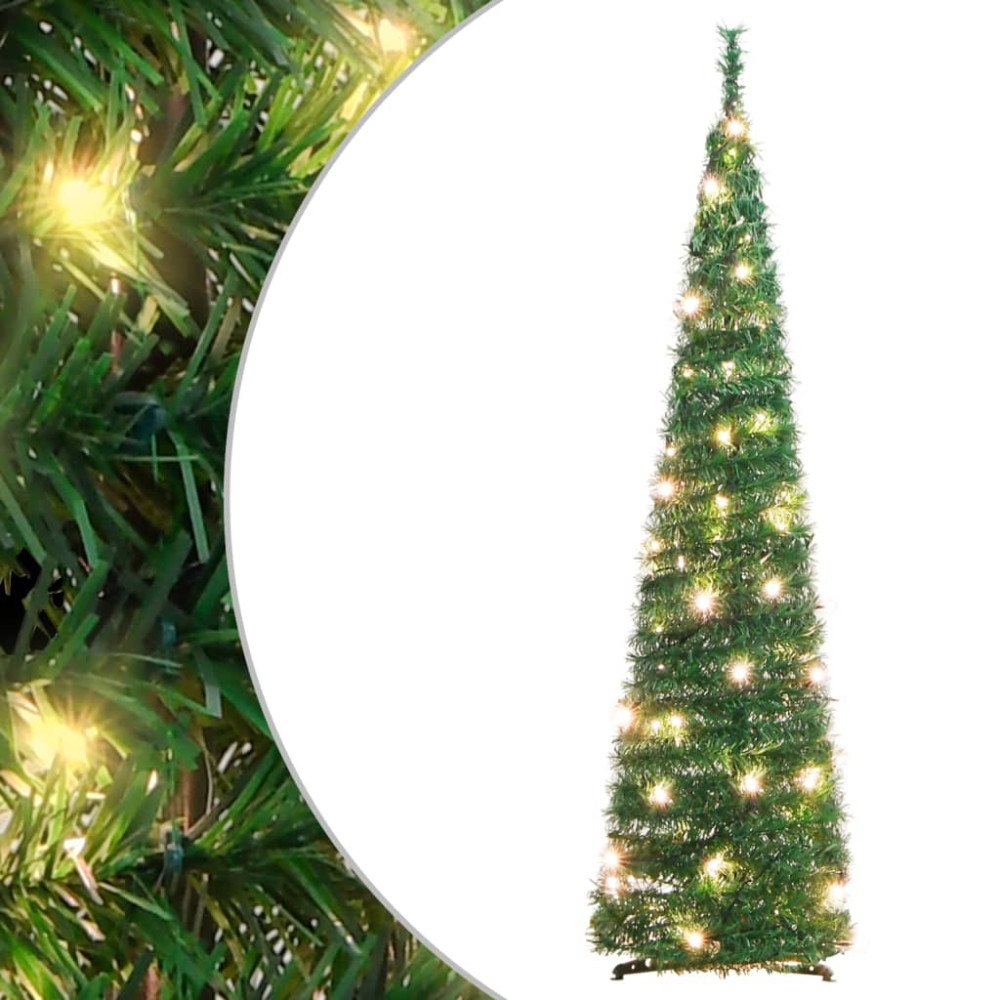 vidaXL Plastgran pop-up 50 LED grön 120 cm