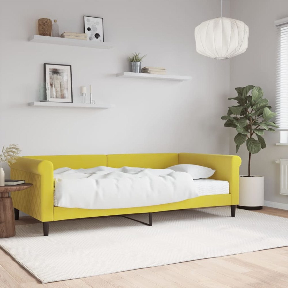 vidaXL Dagbädd med madrass gul 100x200 cm sammet