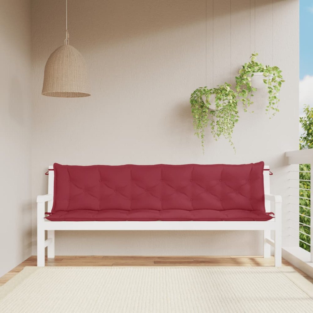 vidaXL Bänkdyna för trädgården vinröd 200x(50+50)x7 cm oxfordtyg
