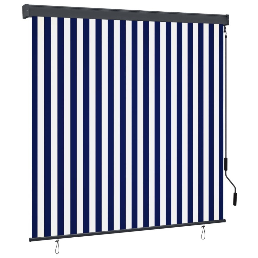 vidaXL Rullgardin utomhus 160x250 cm blå och vit