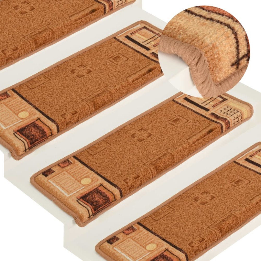 vidaXL Trappstegsmattor självhäftande 10 st 65x21x4 cm beige
