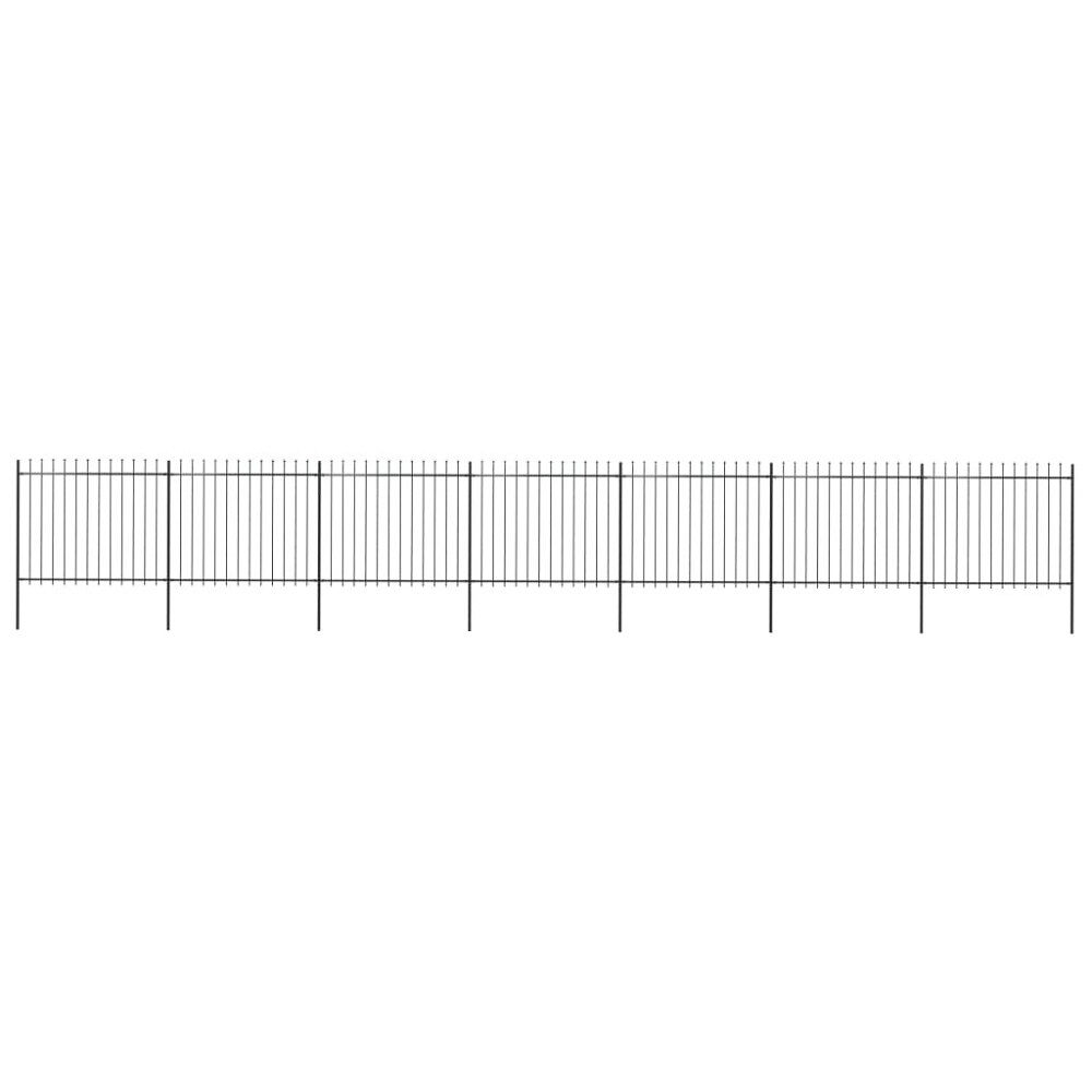 vidaXL Trädgårdsstaket med spjuttopp stål 11,9x1,5 m svart