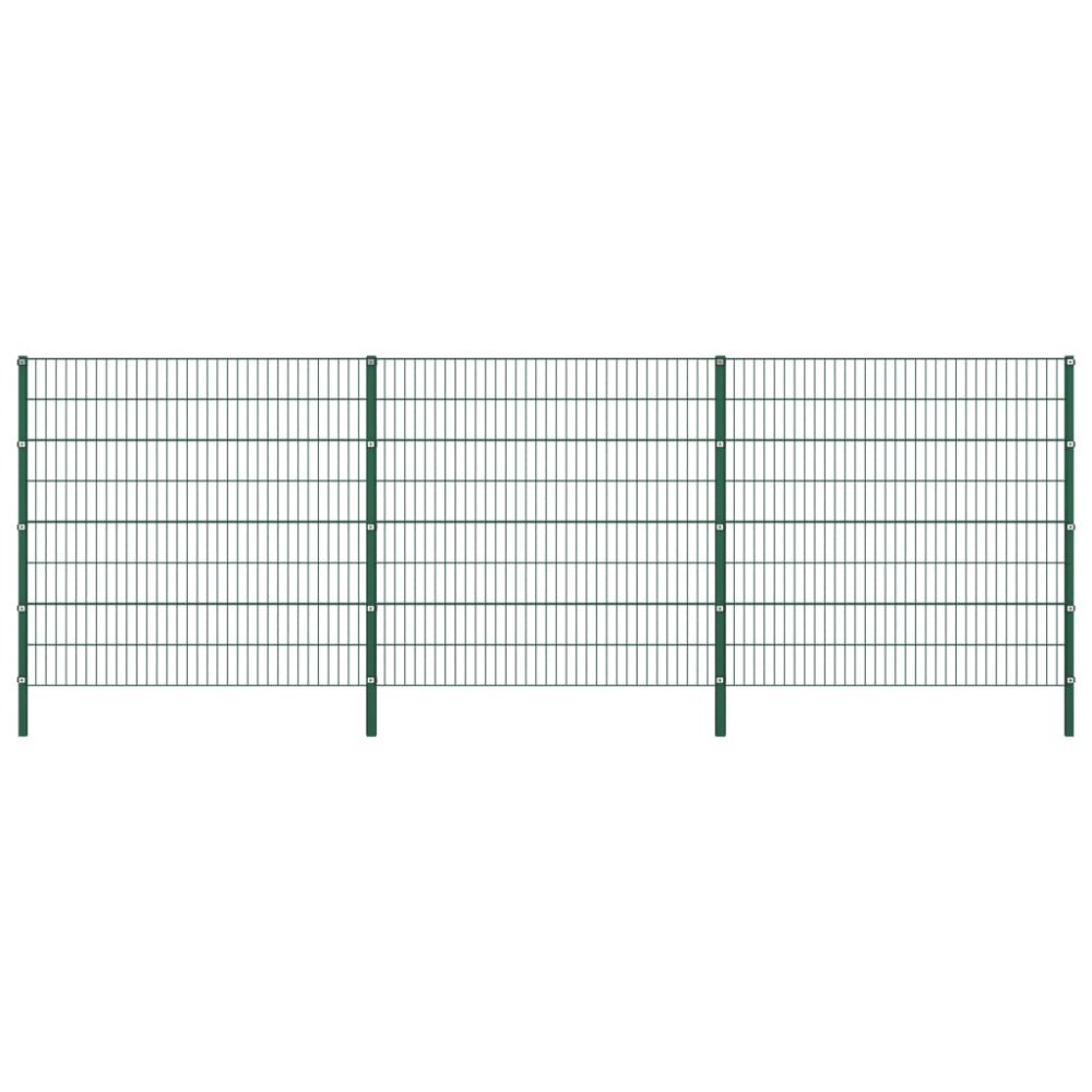 vidaXL Staketpanel med stolpar järn 522x160 cm grön