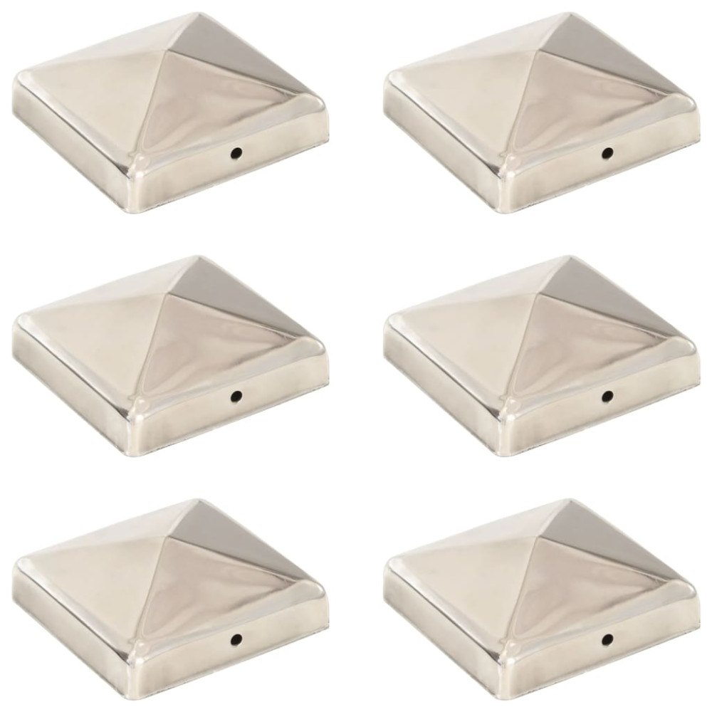 vidaXL Stolphattar pyramid 6 st rostfritt stål 91x91 mm