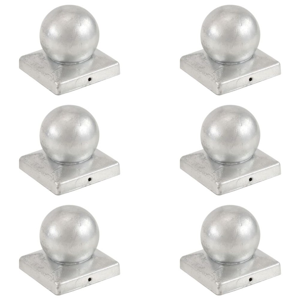 vidaXL Stolphattar klot 6 st galvaniserad metall 101x101 mm