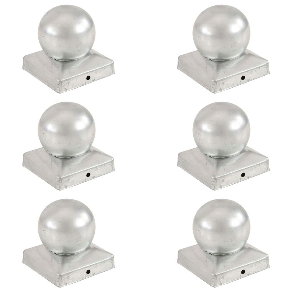 vidaXL Stolphattar klot 6 st galvaniserad metall 91x91 mm