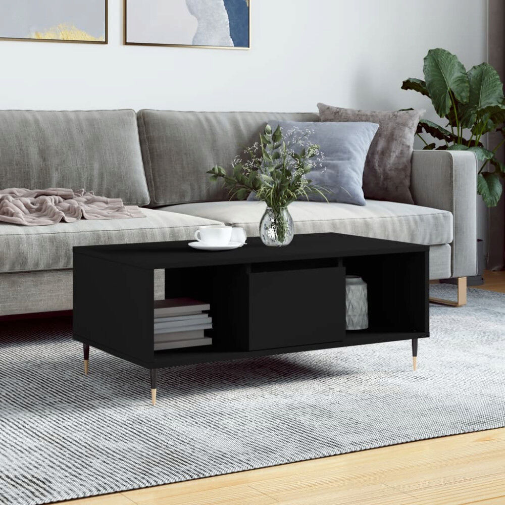 vidaXL Soffbord svart 90x50x36,5 cm konstruerat trä
