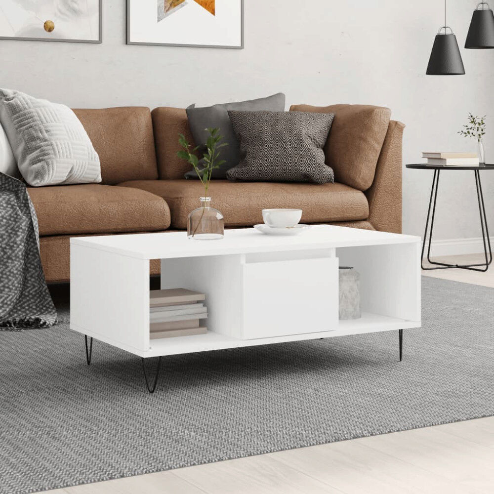 vidaXL Soffbord vit 90x50x36,5 cm konstruerat trä