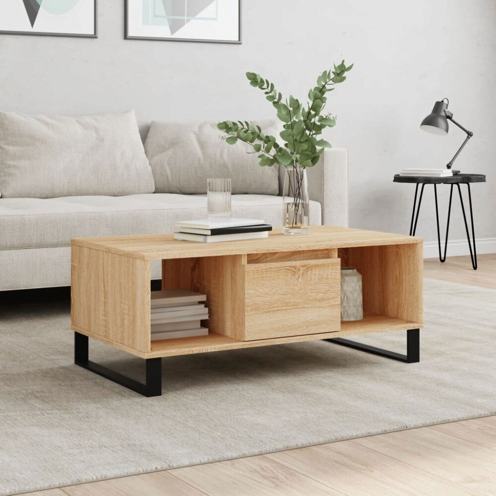 vidaXL Soffbord sonoma-ek 90x50x36,5 cm konstruerat trä
