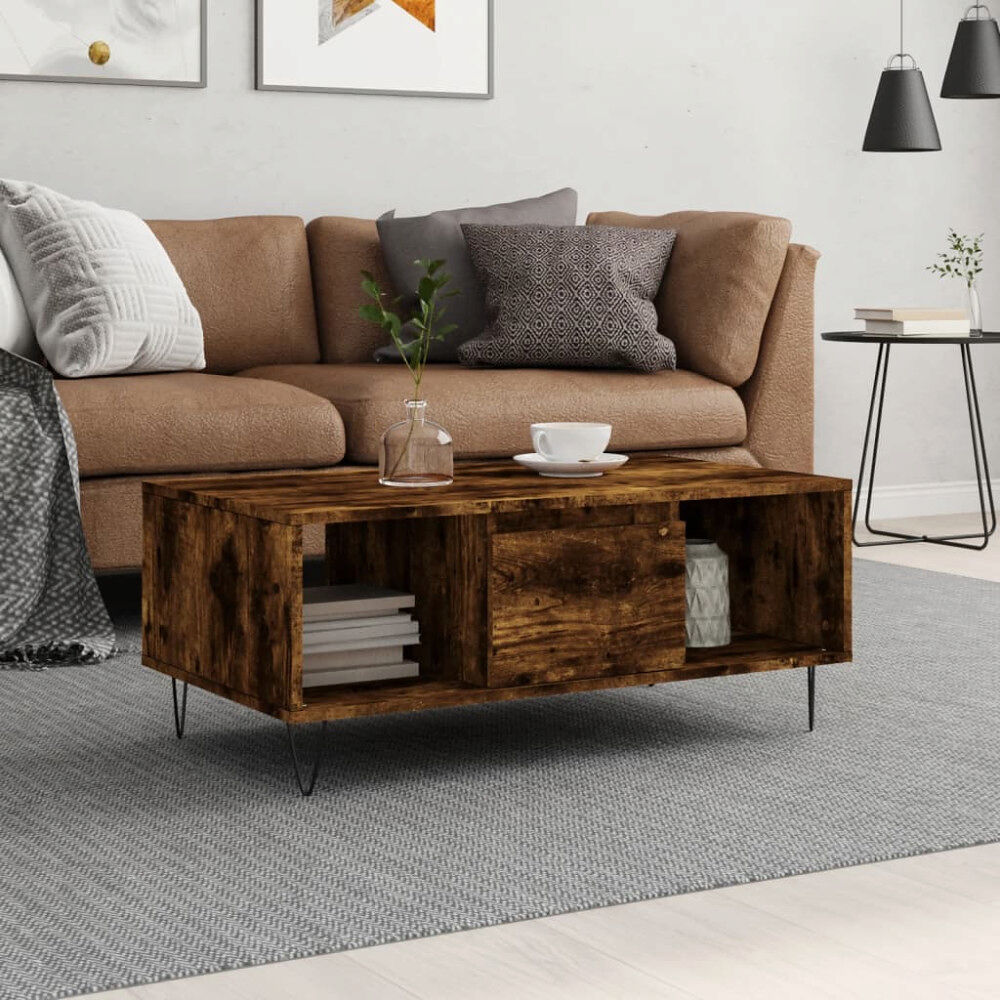 vidaXL Soffbord rökfärgad ek 90x50x36,5 cm konstruerat trä