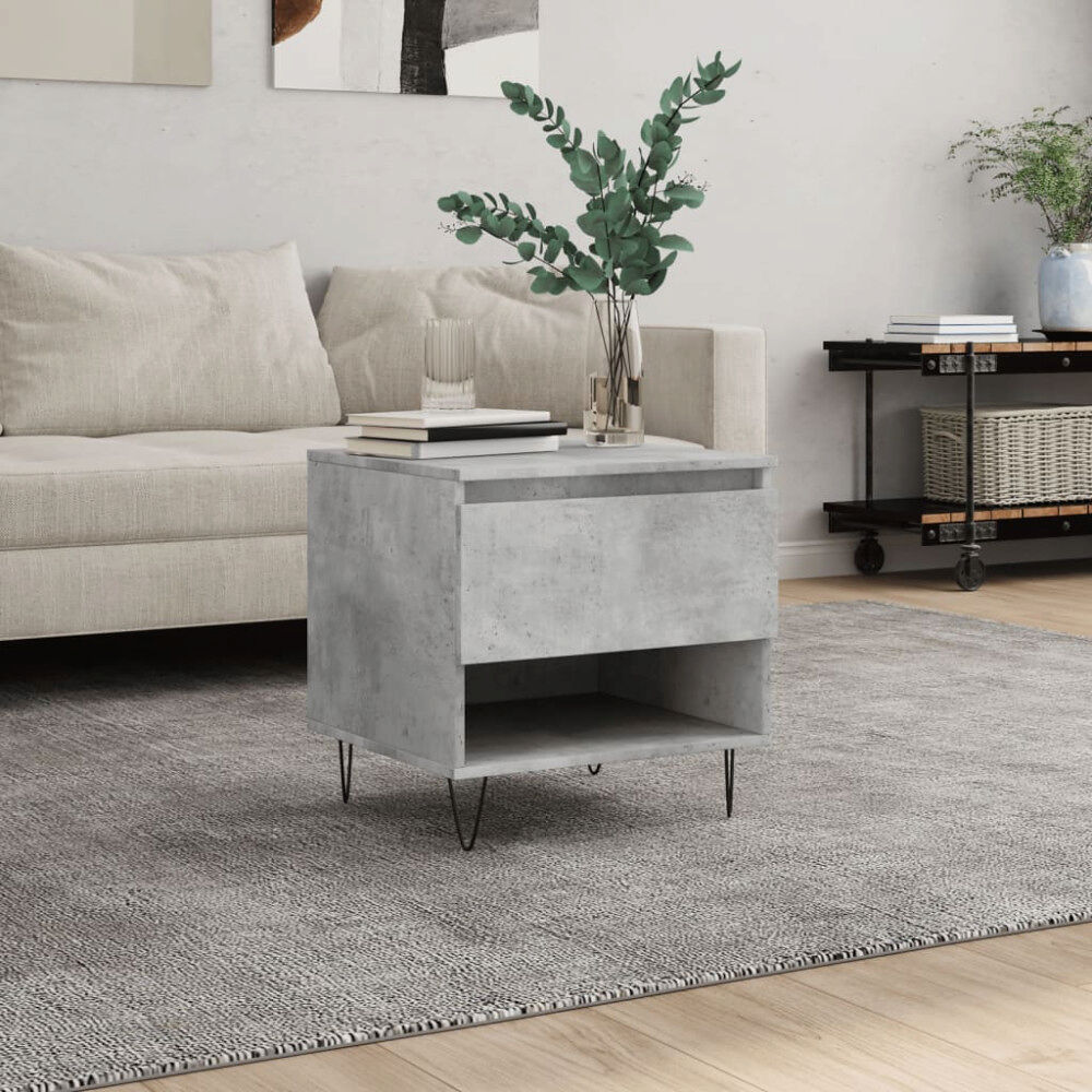vidaXL Soffbord betonggrå 50x46x50 cm konstruerat trä