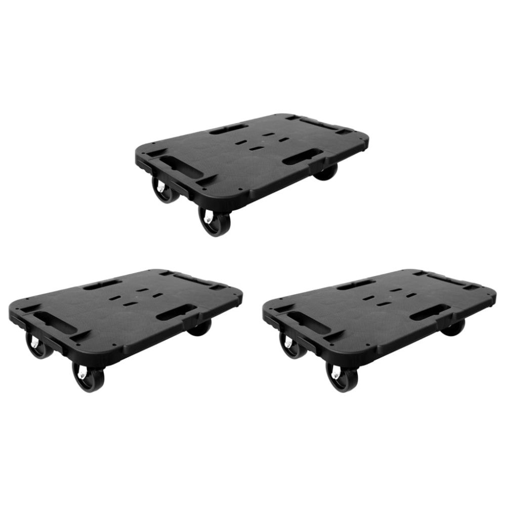vidaXL Transportplattor 3 st svart polypropen 300 kg
