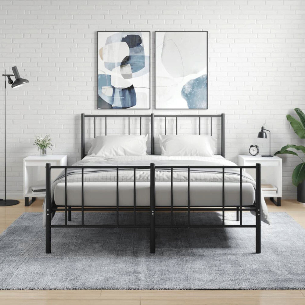 vidaXL Sängbord 2 st vit högglans 40x35x50 cm konstruerat trä
