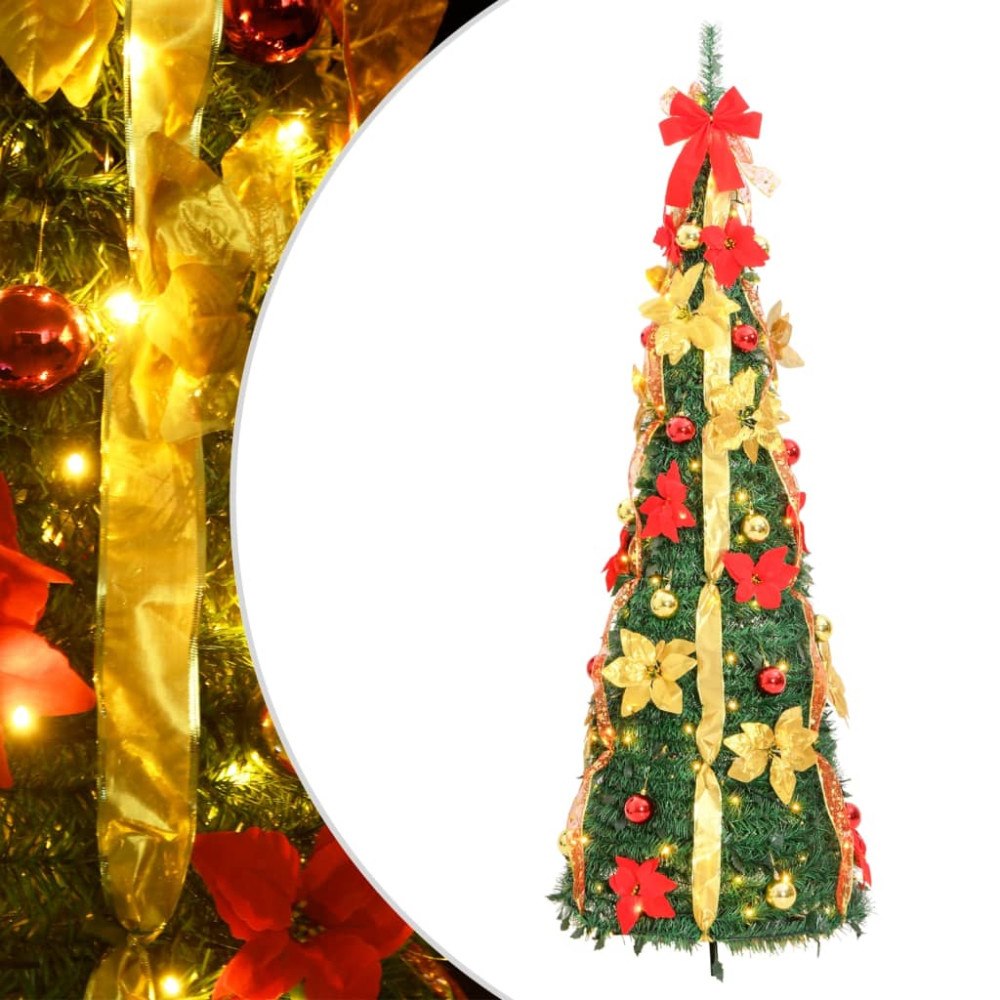 vidaXL Plastgran pop-up 200 LED grön 210 cm