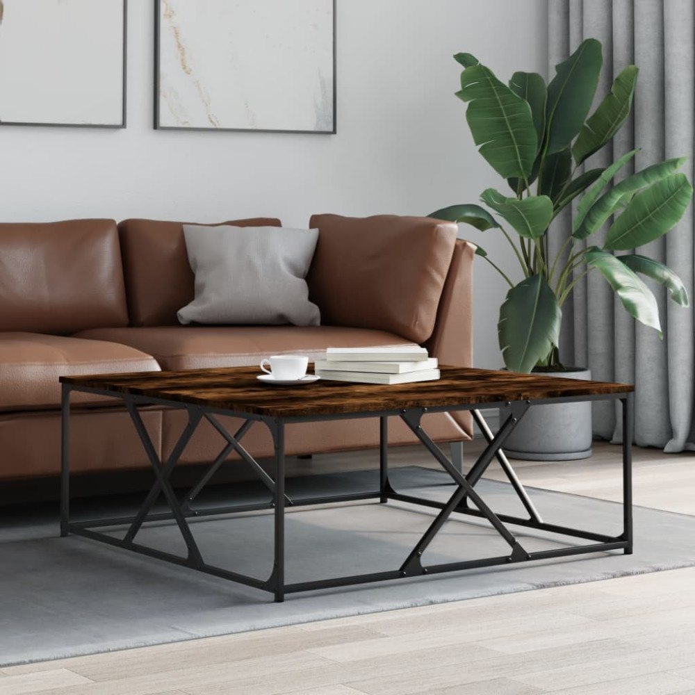 vidaXL Soffbord rökfärgad ek 100x100x40 cm konstruerat trä