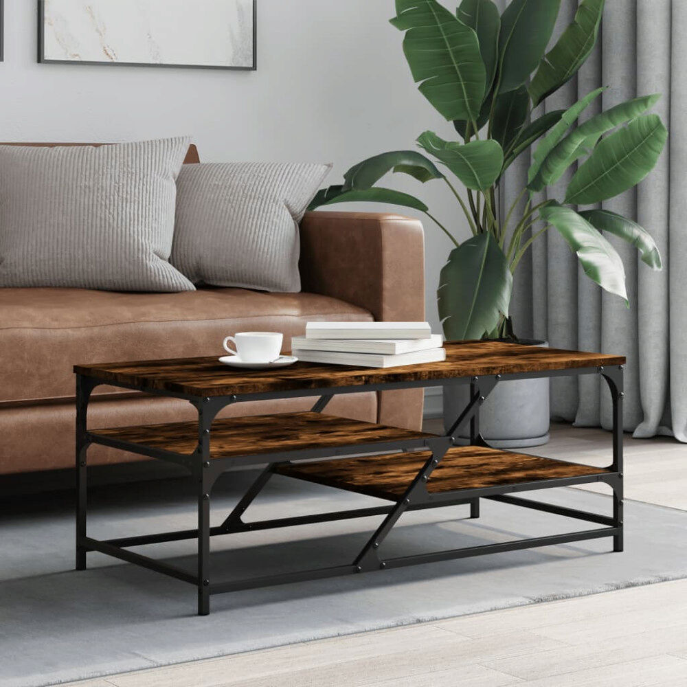 vidaXL Soffbord rökfärgad ek 100x49x40 cm konstruerat trä
