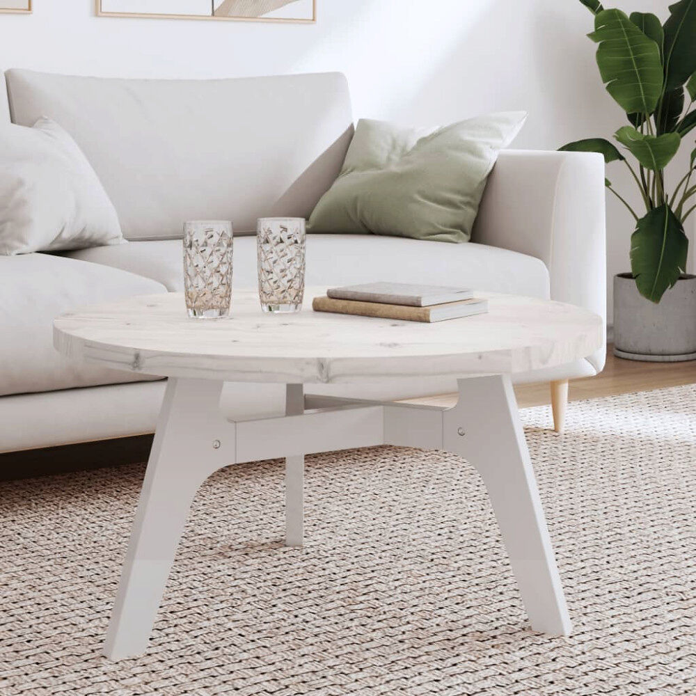 vidaXL Bordsskiva rund vit Ø80x3 cm massiv furu