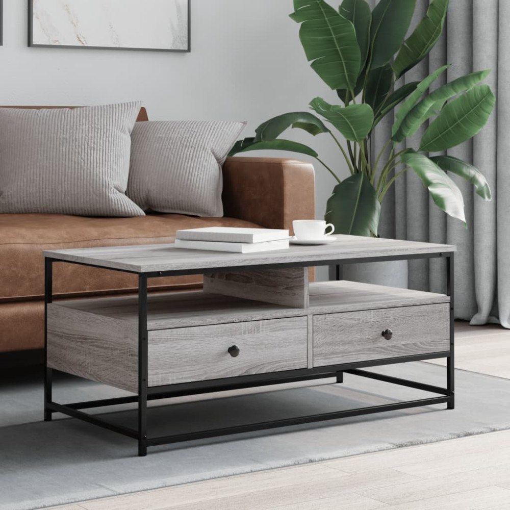 vidaXL Soffbord grå sonoma 100x51x45 cm konstruerat trä
