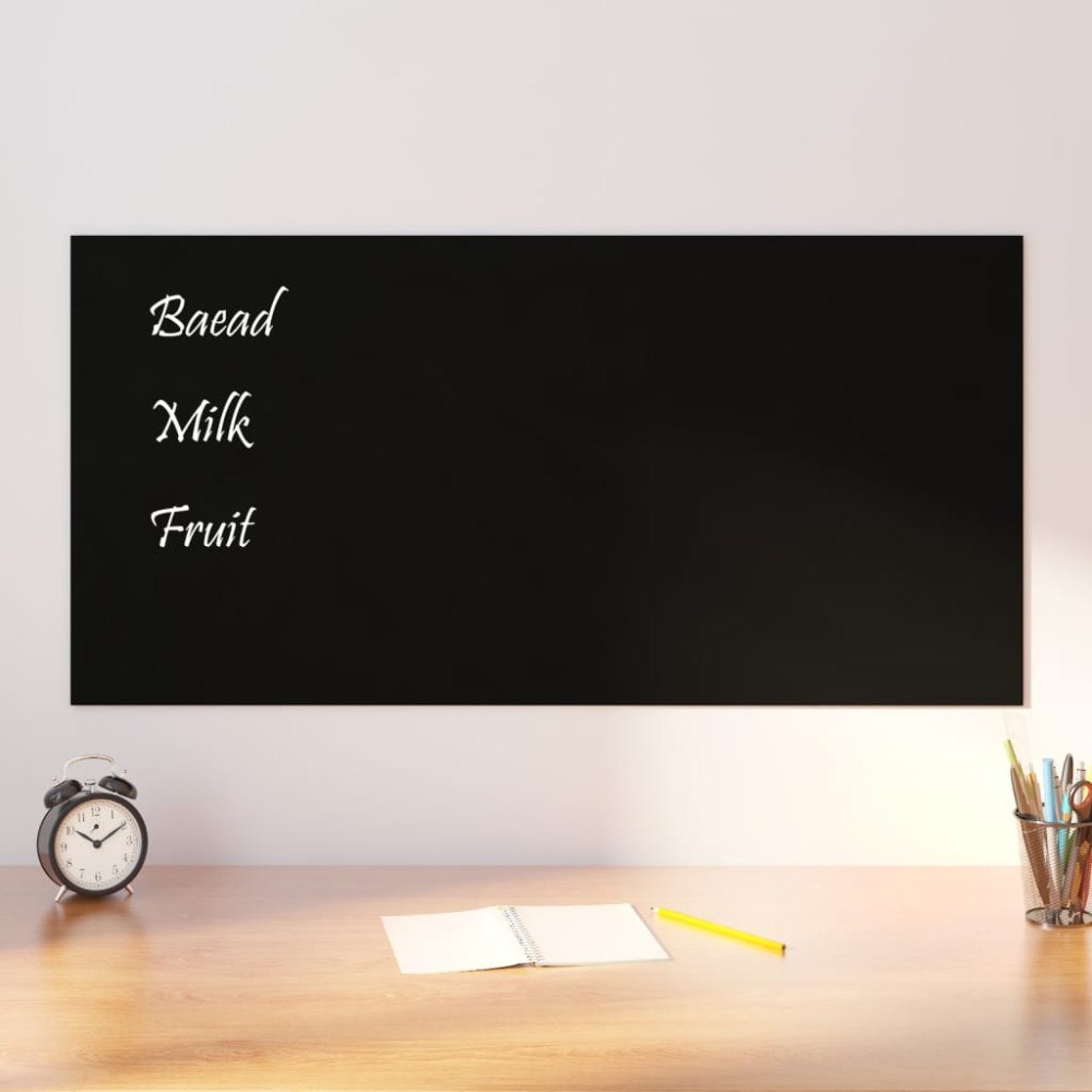 vidaXL Väggmonterad magnettavla svart 100x50 cm härdat glas