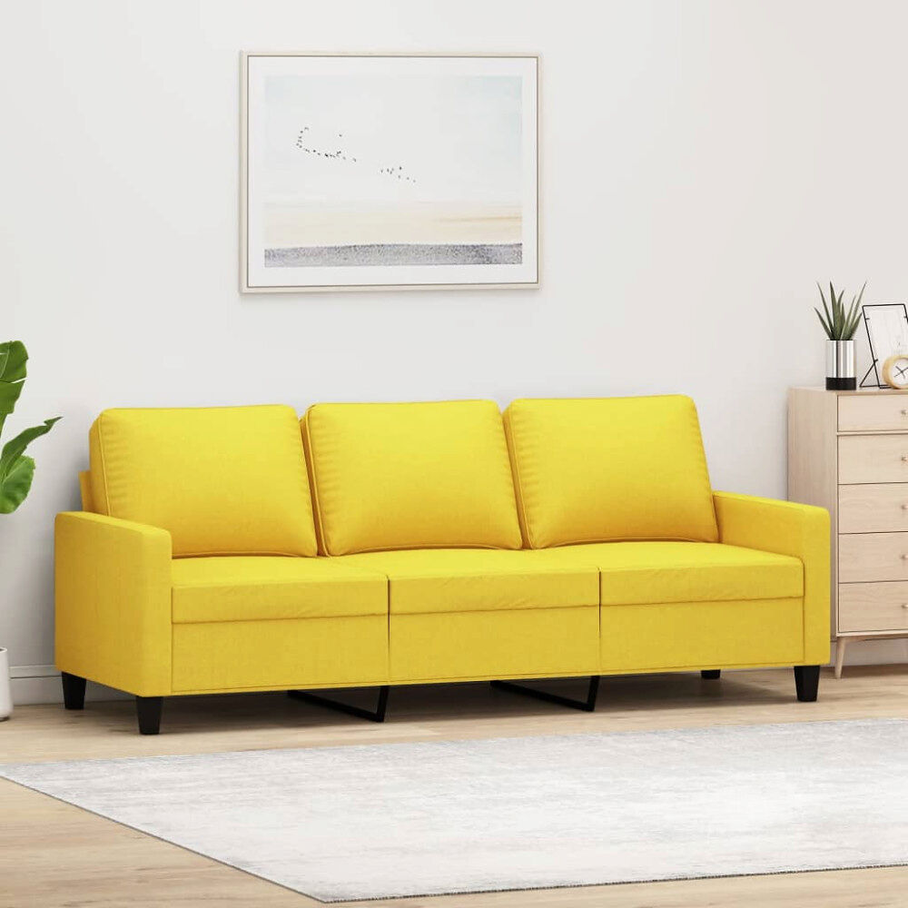 vidaXL 3-sitssoffa ljusgul 180 cm tyg