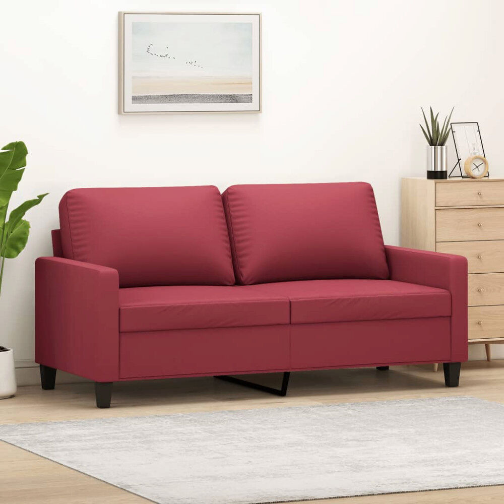 vidaXL 2-sitssoffa vinröd 140 cm fuskläder