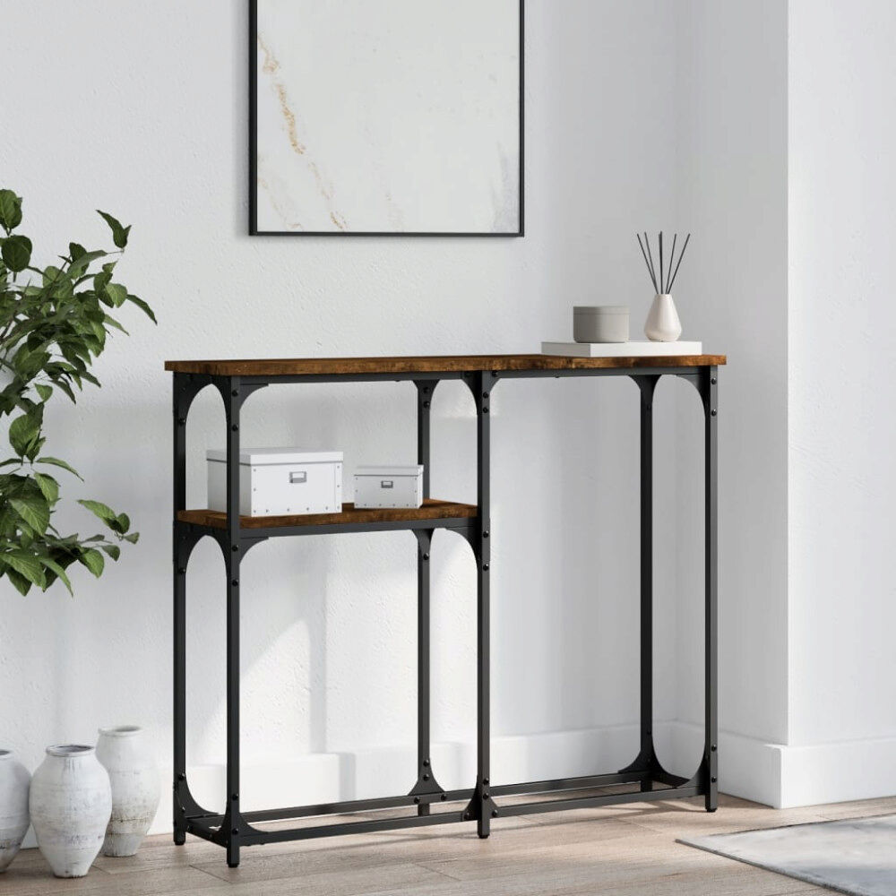 vidaXL Avlastningsbord rökfärgad ek 90x22,5x75 cm konstruerat trä