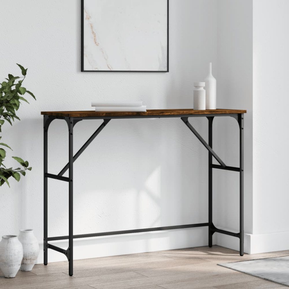 vidaXL Avlastningsbord rökfärgad ek 100x32x75 cm konstruerat trä