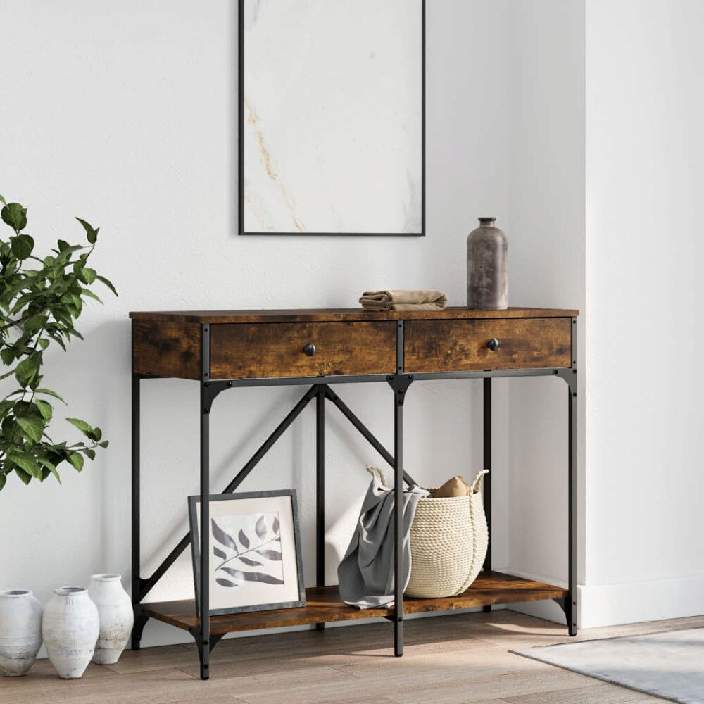 vidaXL Avlastningsbord rökfärgad ek 100x39x78,5 cm konstruerat trä