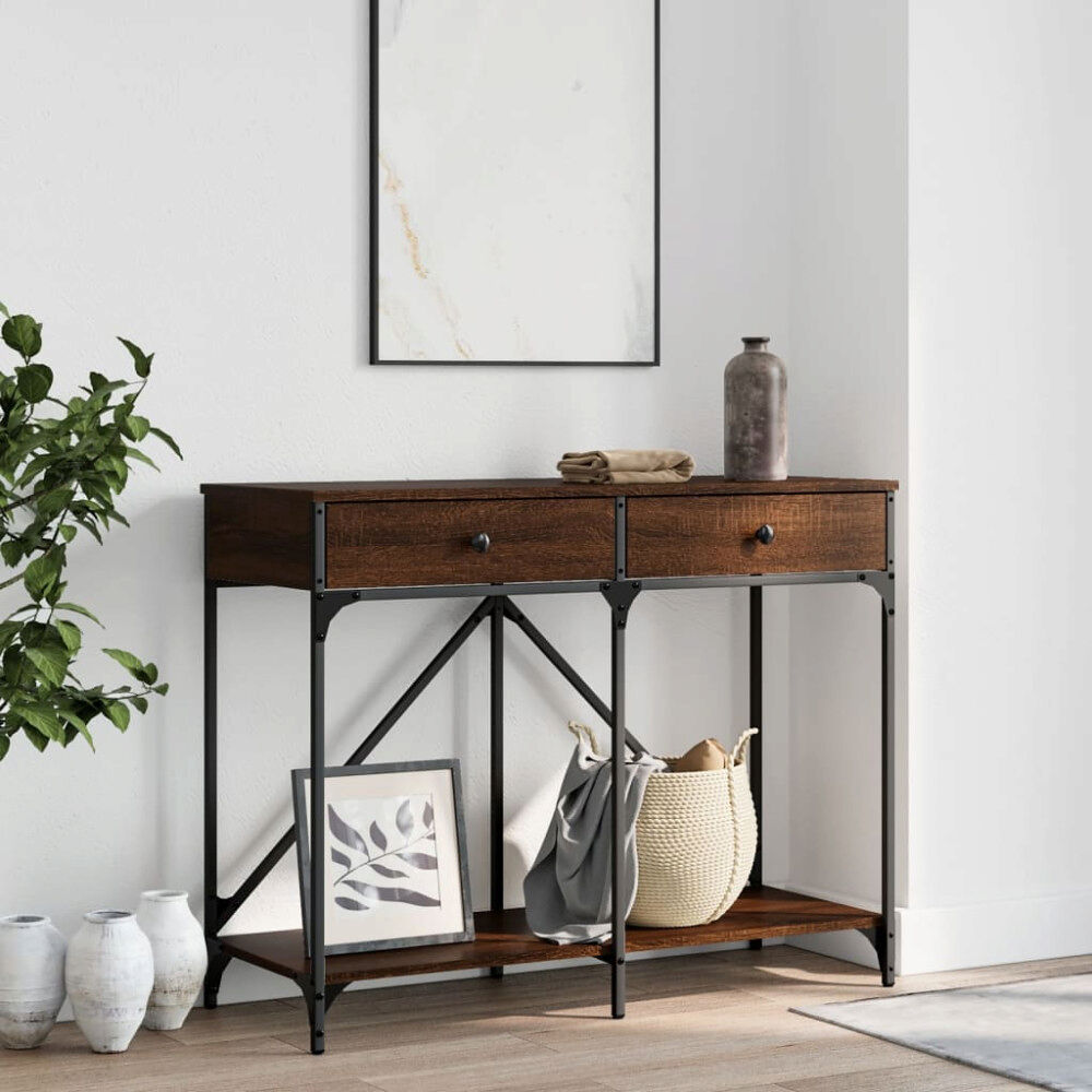 vidaXL Avlastningsbord brun ek 100x39x78,5 cm konstruerat trä