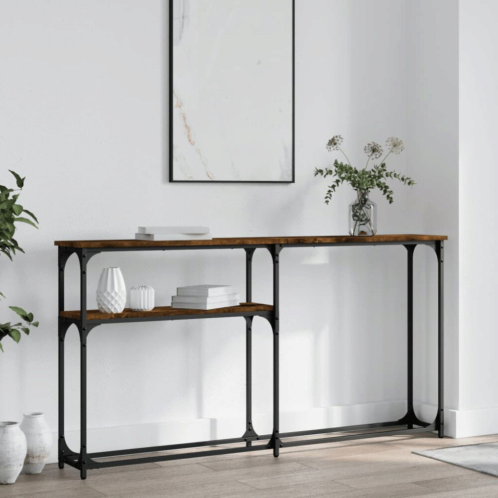 vidaXL Avlastningsbord rökfärgad ek 145x22,5x75 cm konstruerat trä