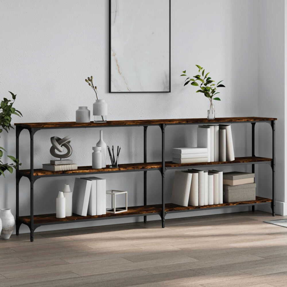 vidaXL Avlastningsbord rökfärgad ek 200x29x75 cm konstruerat trä