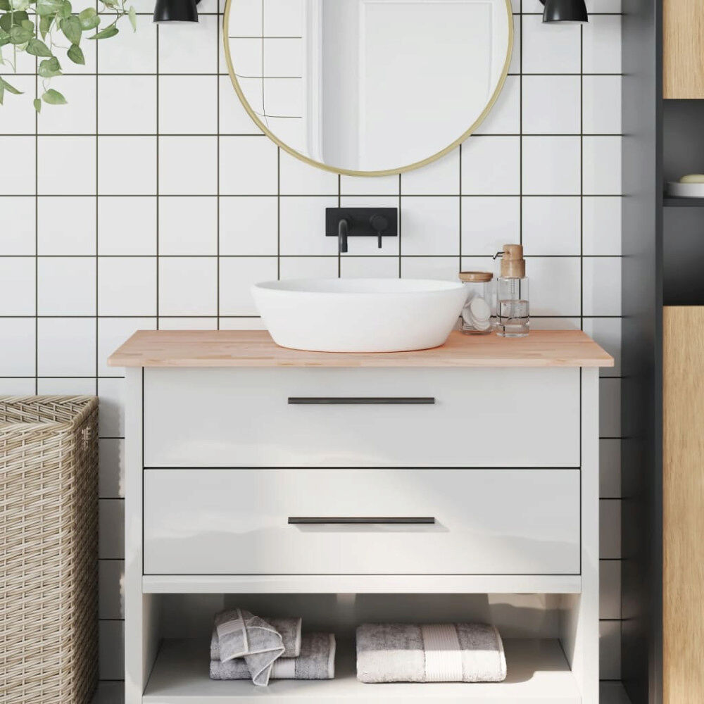 vidaXL Bänkskiva för badrum 100x50x1,5 cm massivt bokträ