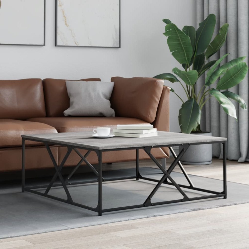 vidaXL Soffbord grå sonoma 100x100x40 cm konstruerat trä