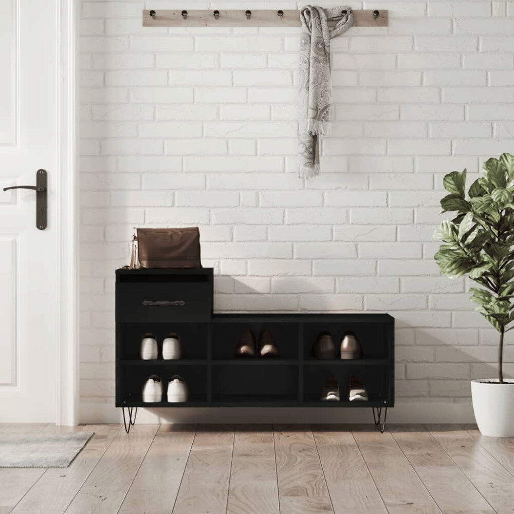 vidaXL Skoskåp svart 102x36x60 cm konstruerat trä