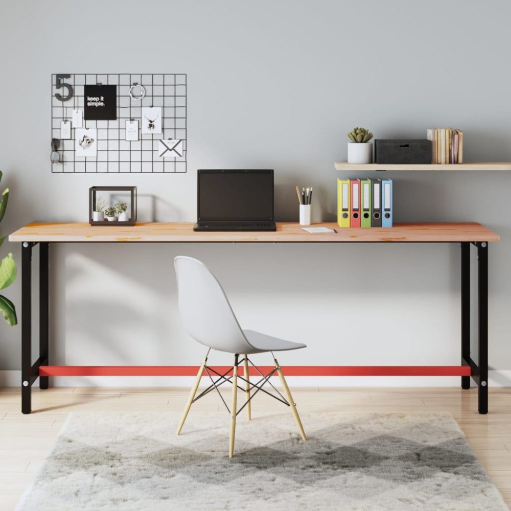 vidaXL Arbetsbänk 220x55x81,5 cm massivt bokträ och metall