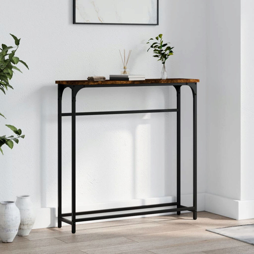 vidaXL Avlastningsbord rökfärgad ek 75x19,5x75 cm konstruerat trä