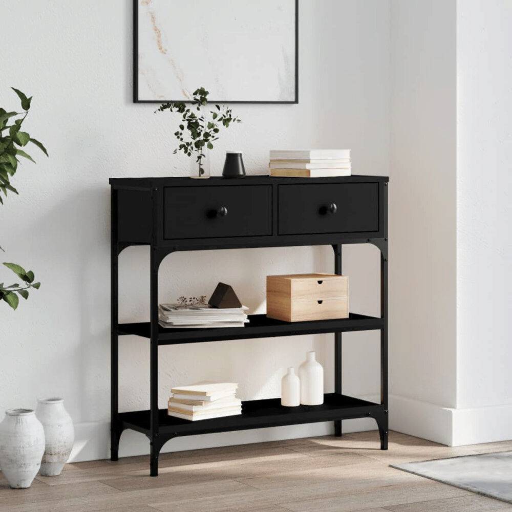 vidaXL Avlastningsbord svart 72,5x25x75 cm konstruerat trä