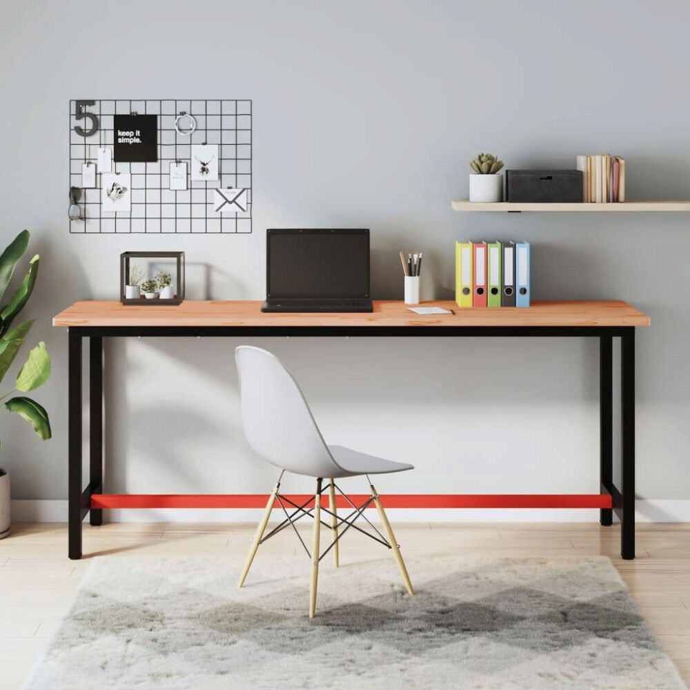 vidaXL Arbetsbänk 200x55x81,5 cm massivt bokträ och metall