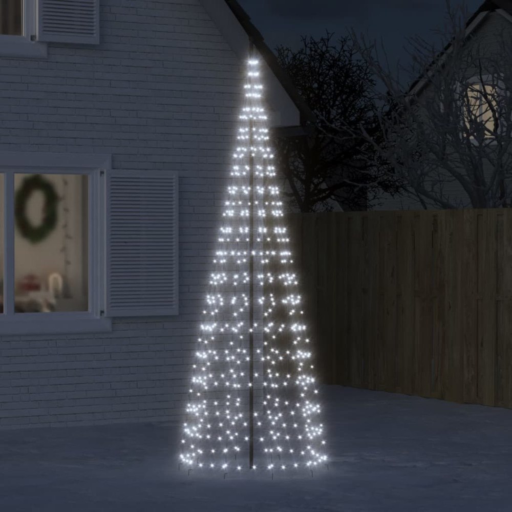 vidaXL LED julgran på flaggstång 550 LED kallvit 300 cm
