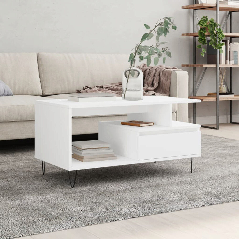 vidaXL Soffbord vit 90x49x45 cm konstruerat trä