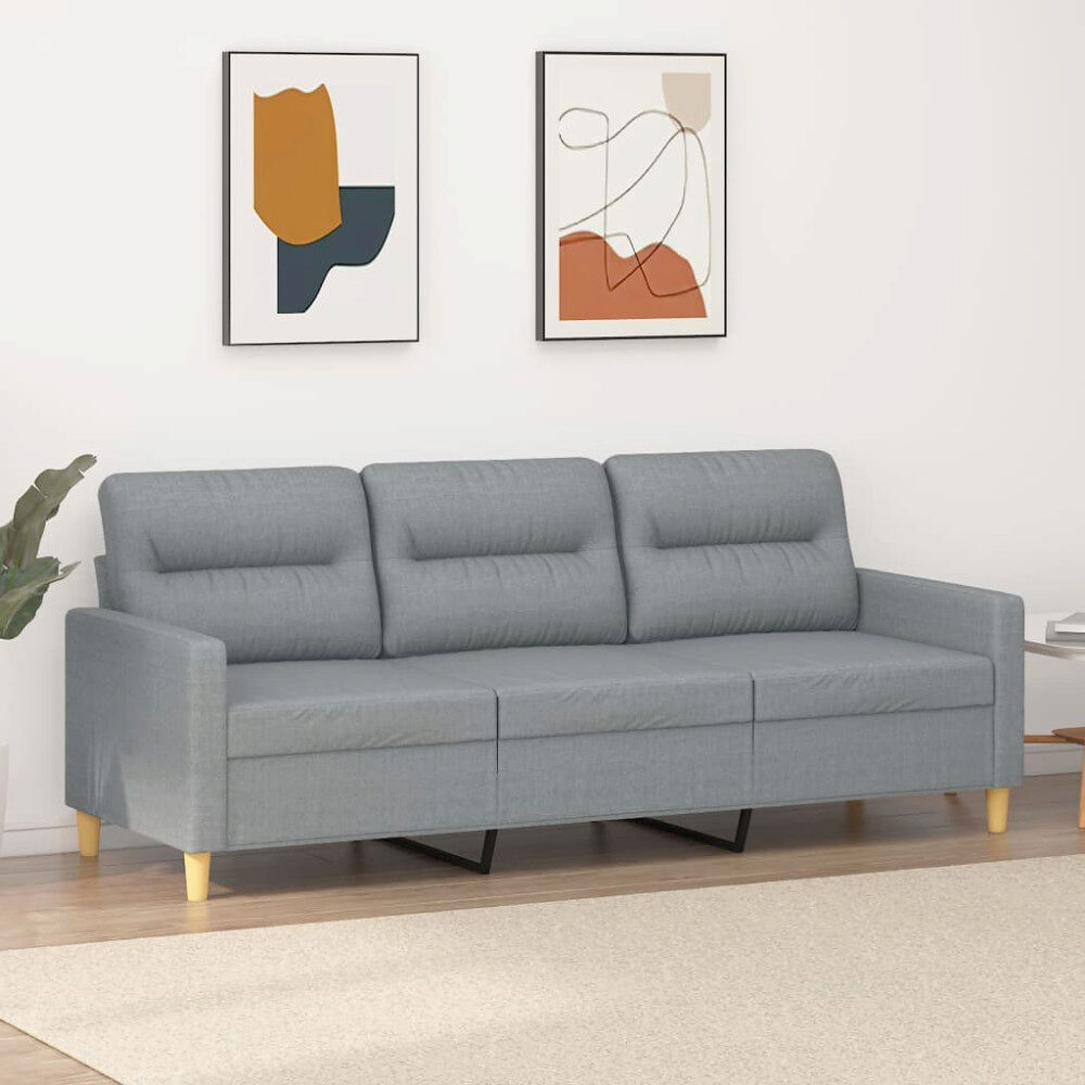 vidaXL 3-sitssoffa ljusgrå 180 cm tyg