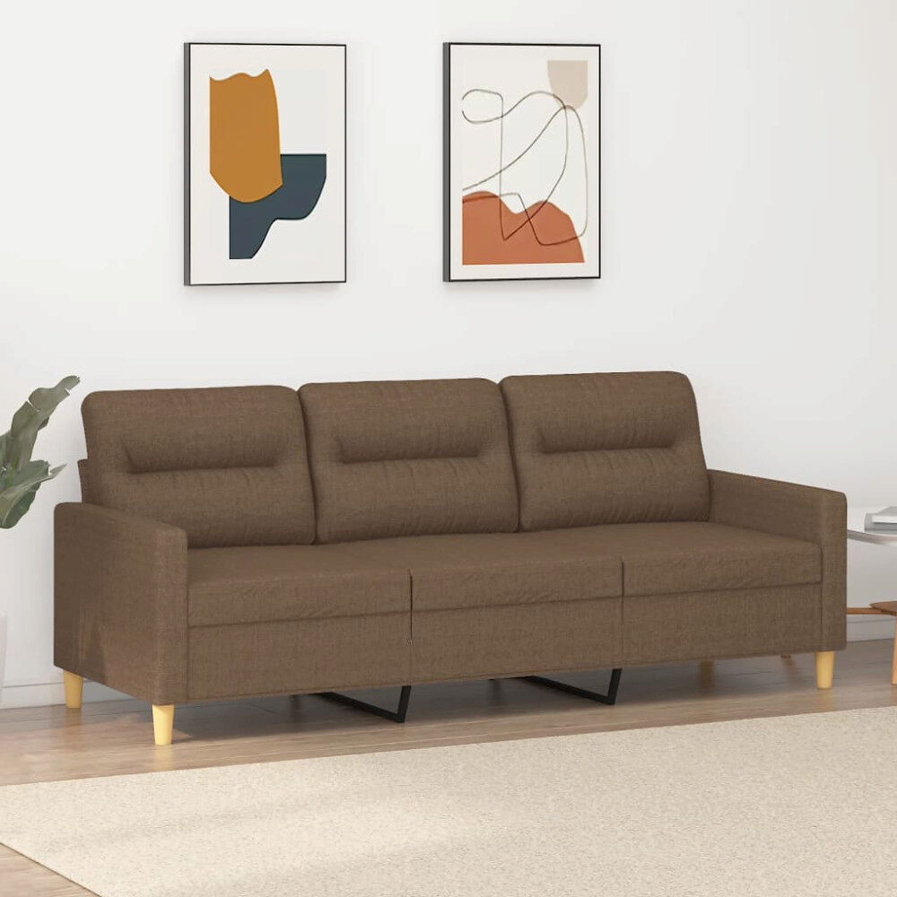 vidaXL 3-sitssoffa brun 180 cm tyg
