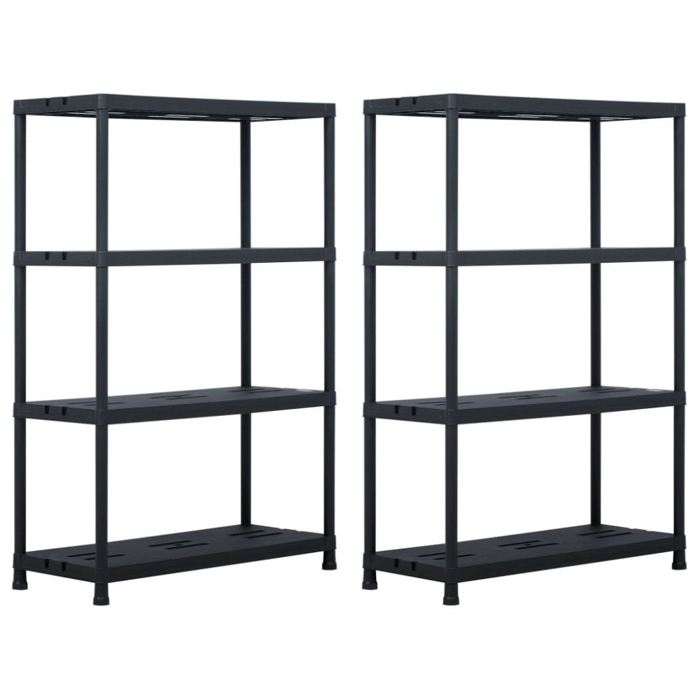 vidaXL Förvaringshyllor 2 st svart 220 kg 90x40x138 cm plast